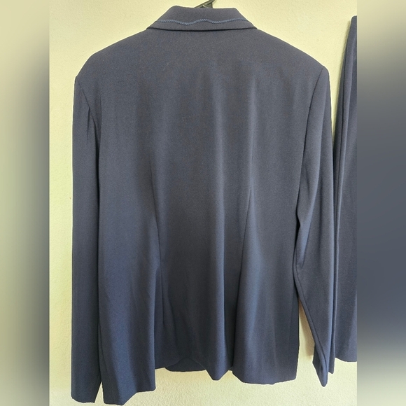 VTG Leslie Fay 2Piece Skirt Suit 16 Blue Long Sleeve Button Up Double Breasted - Picture 13 of 16